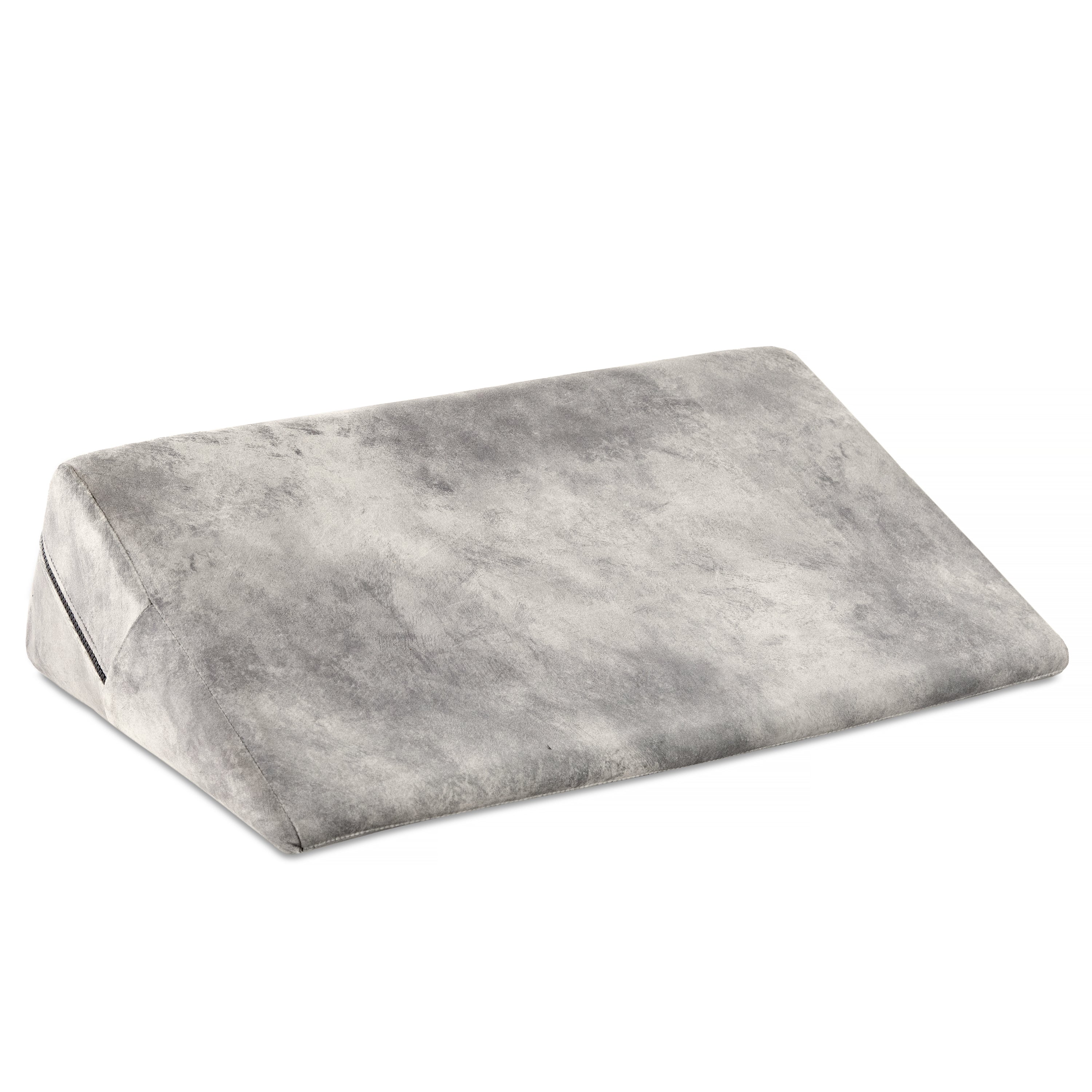 Silver velvet wedge positioning pillow with a textured surface.