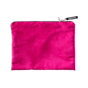 Pink microsuede toy storage bag with a lockable zipper and Liberator tag.