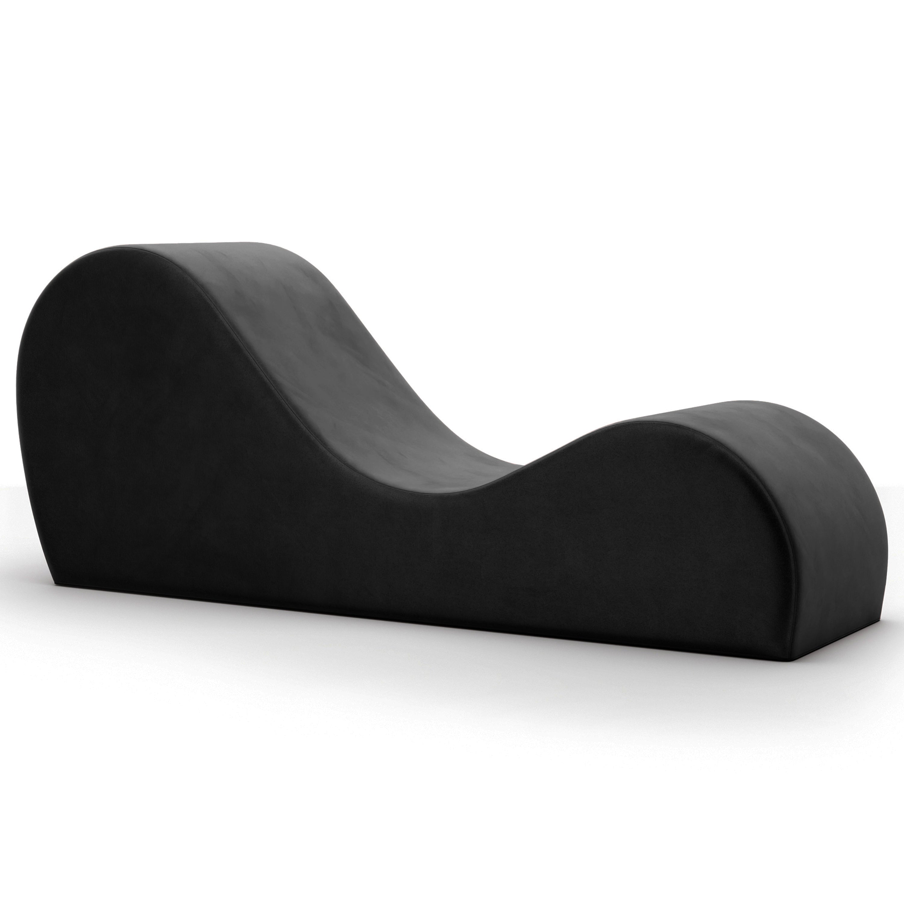 Black ergonomic Cello Chaise sex furniture made of micro-velvet.
