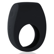 A black Lelo Tor 2 vibrating cock ring made of silicone.