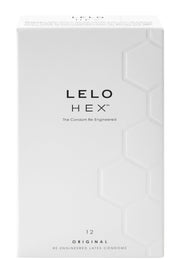 LELO HEX Original condoms, 12 pack, with hexagonal pattern.