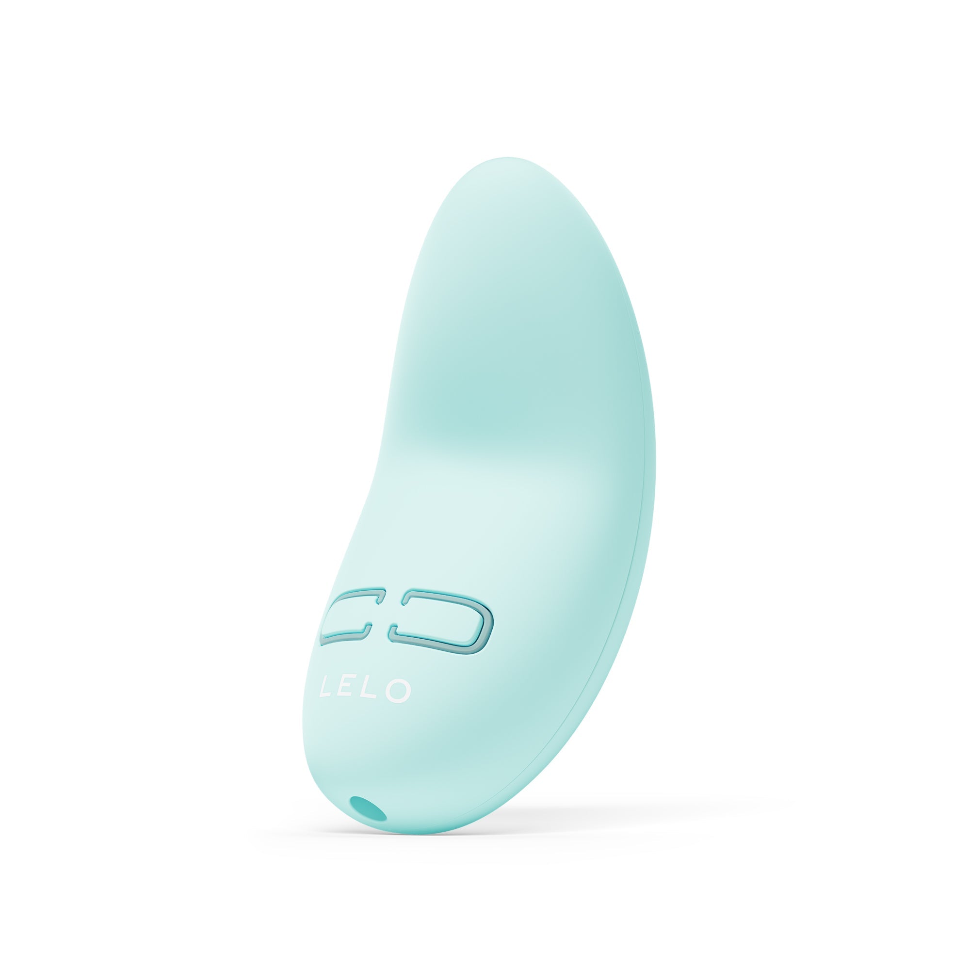 A polar green Lelo Lily 3 personal massager with two control buttons and a charging port.