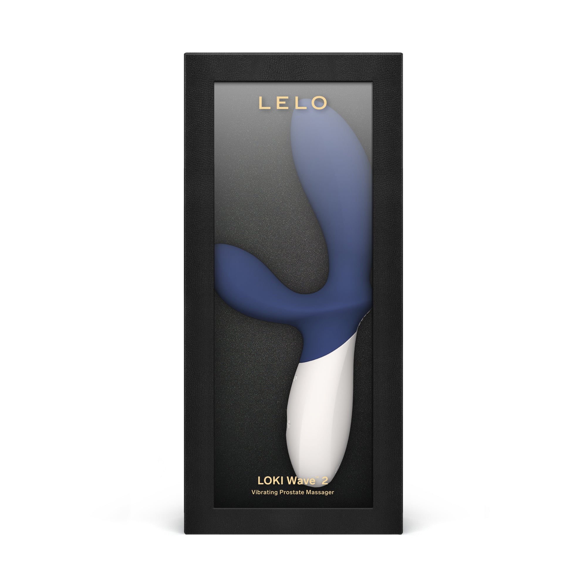 LELO Loki Wave 2 prostate massager in blue and white, presented in a black box.