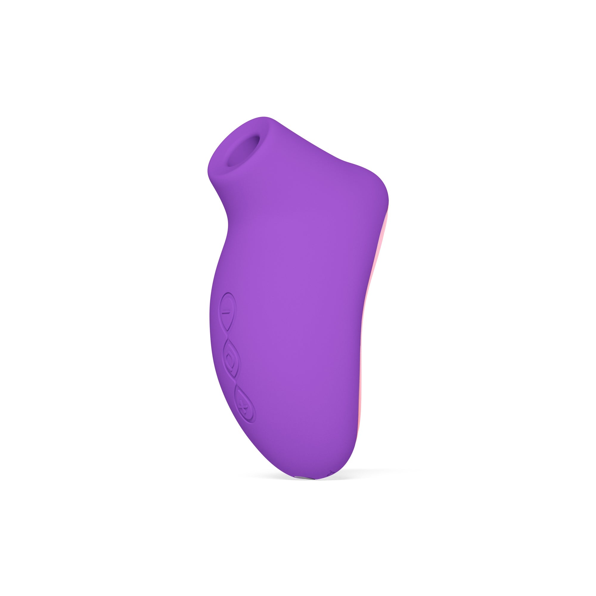 Purple silicone clitoral stimulator with control buttons.