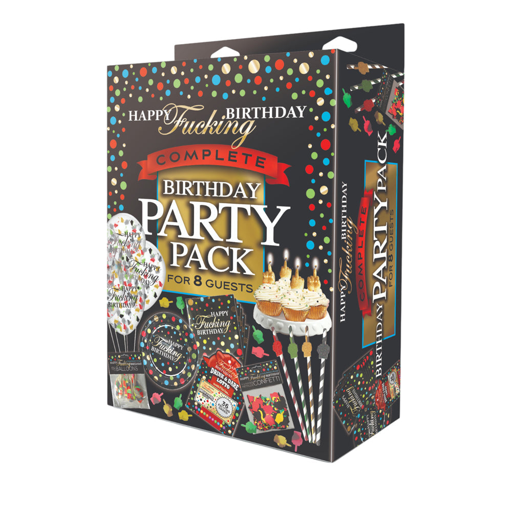 Happy Fucking Birthday Party Pack with games for 8 guests.