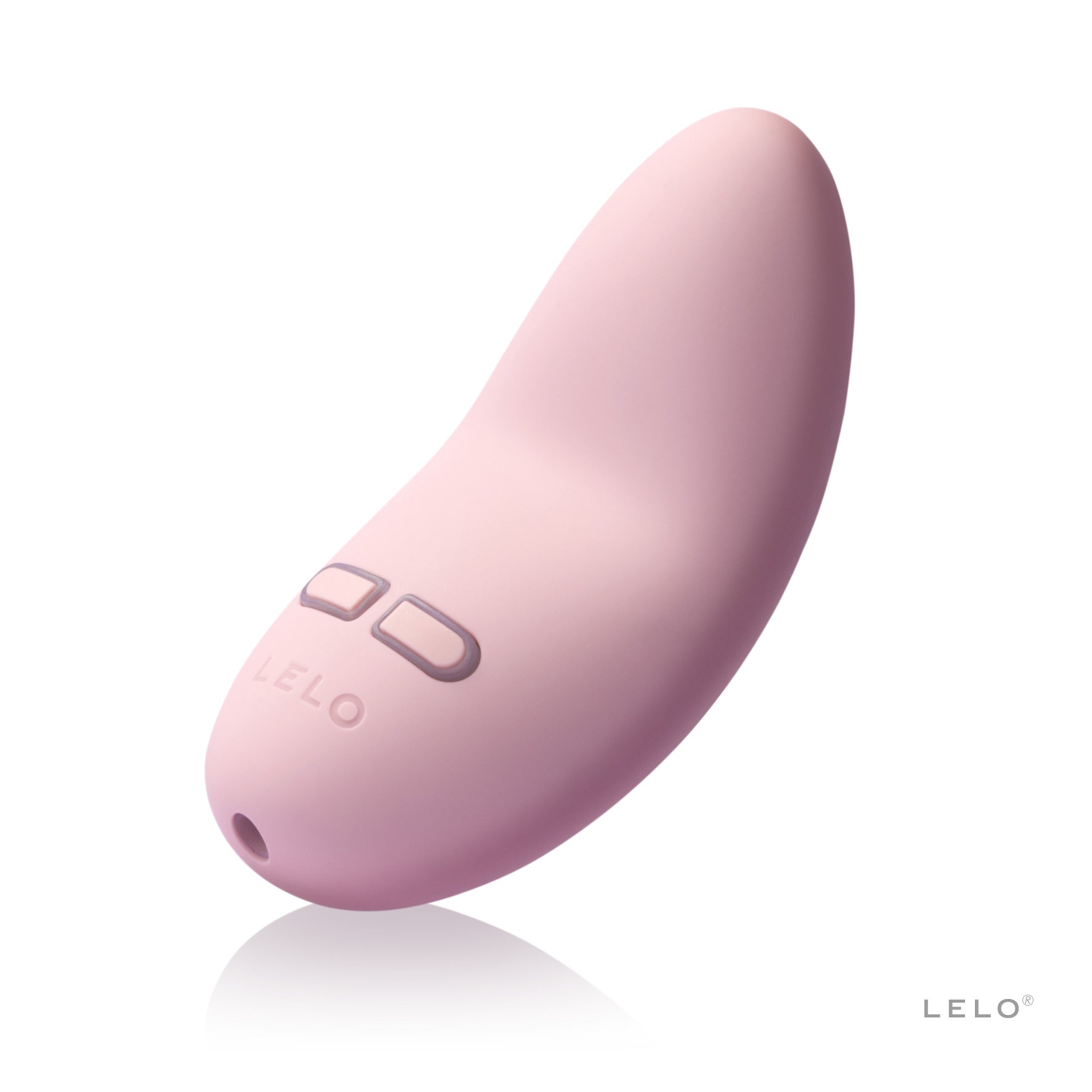 A pink LELO vibrator with two control buttons and the LELO logo.