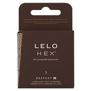 LELO HEX Respect XL condoms, 3 pack, extra thin and strong.