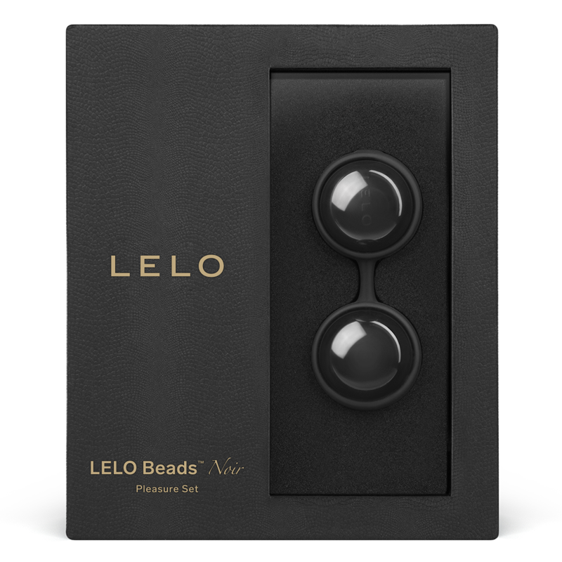 A black Lelo Beads Noir pleasure set in a textured black box.