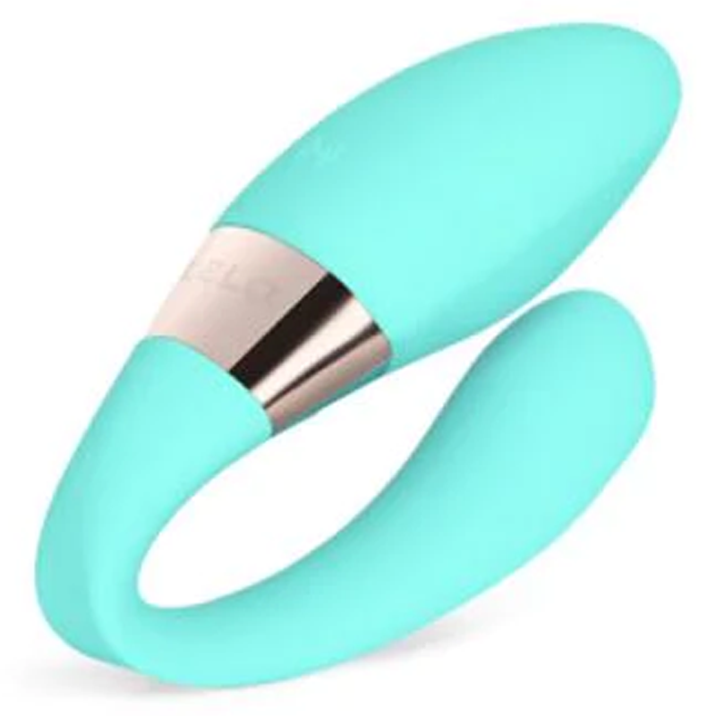 Aqua dual vibrating massager with rose gold accent.
