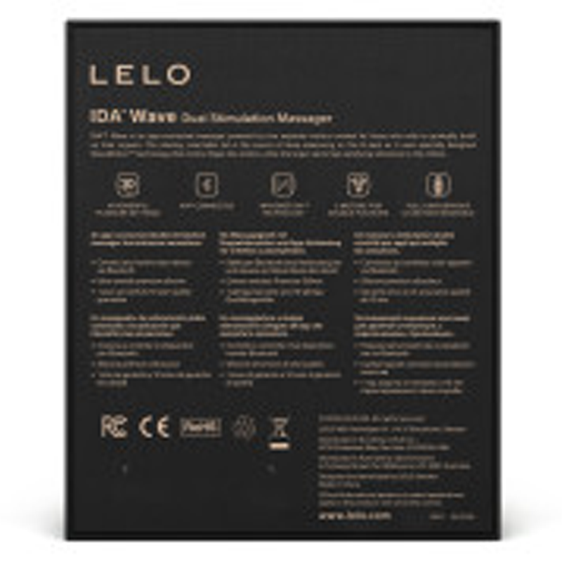 LELO IDA Wave dual stimulation massager box with product information.