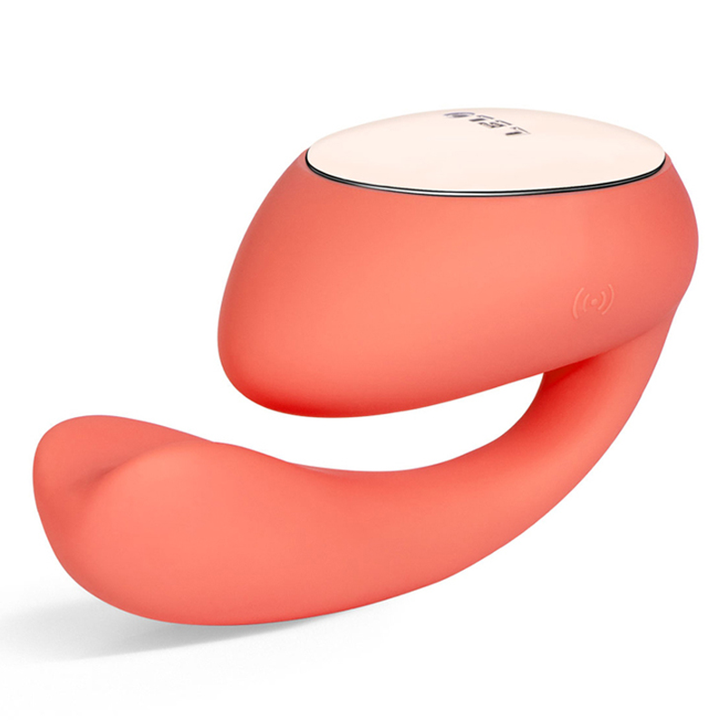 Coral red app-controlled G-spot massager with a curved design.