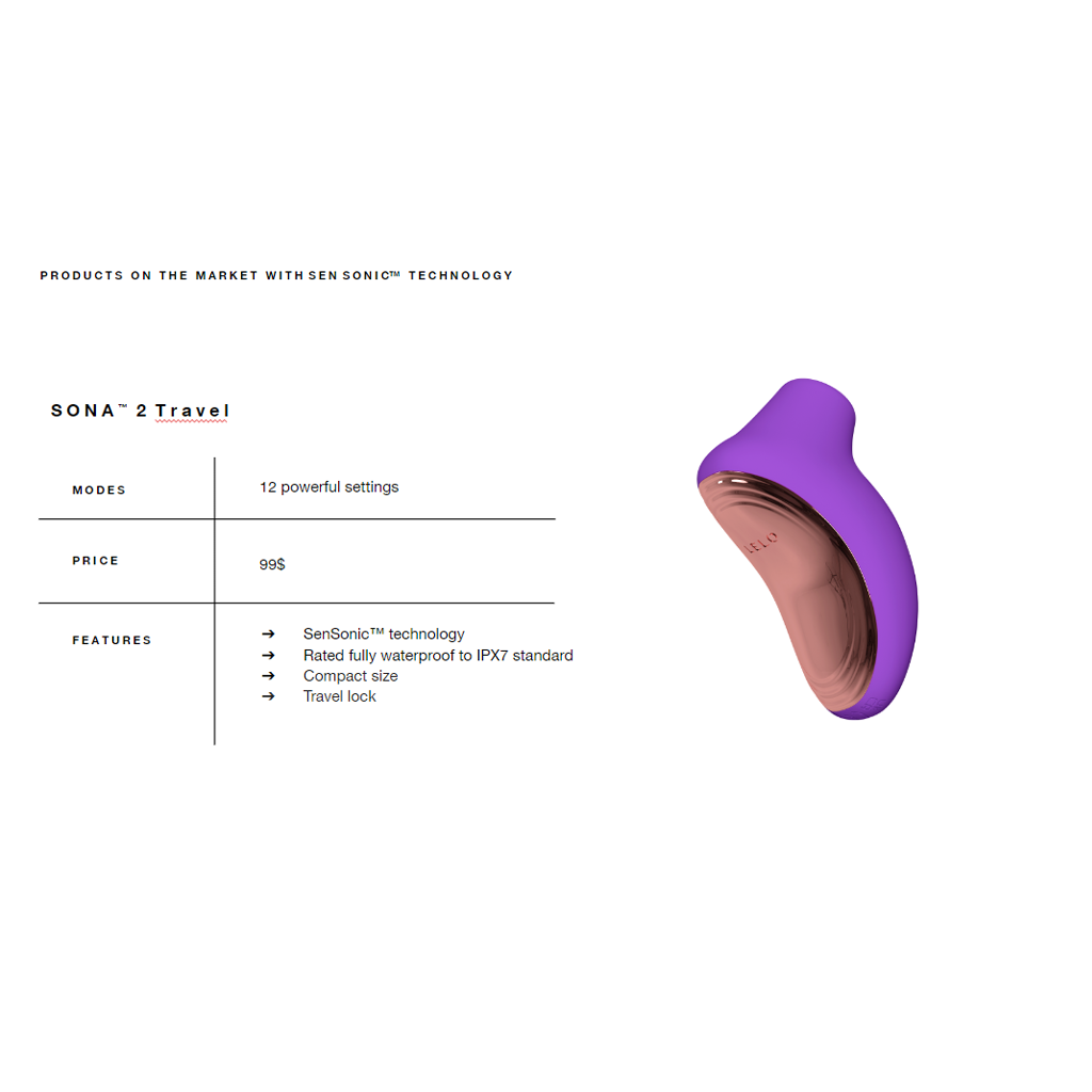 A purple silicone sonic clitoral stimulator with a metallic rose gold accent.