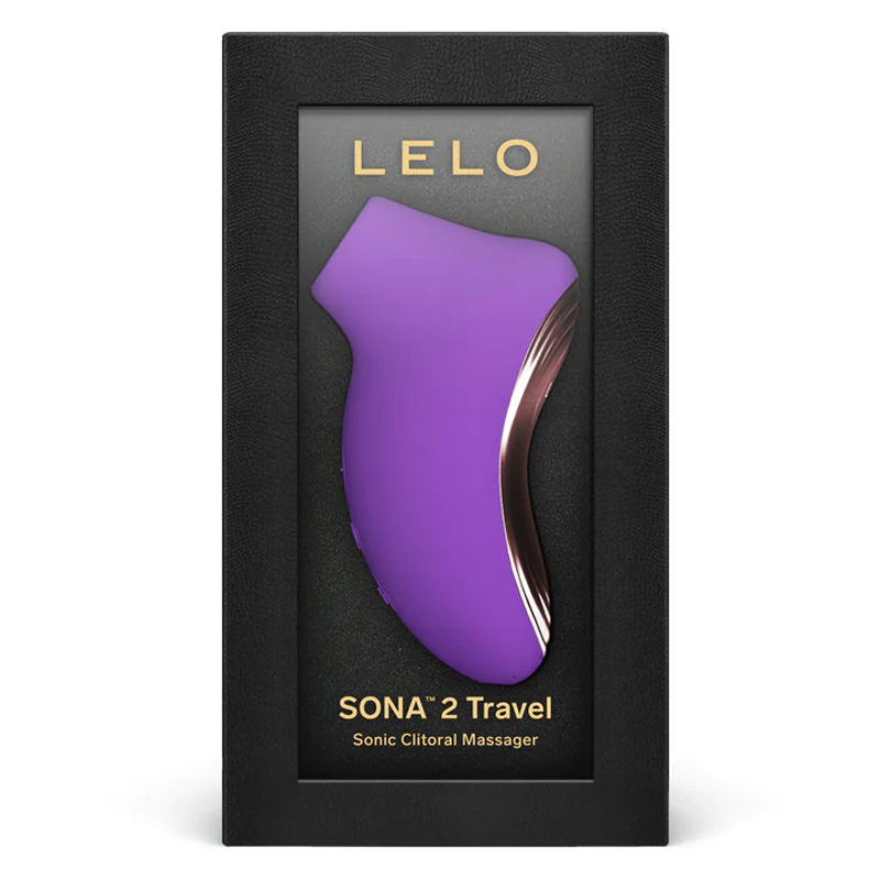 Purple Lelo Sona 2 Travel sonic clitoral massager in packaging.