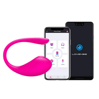 Pink Lush 3 app-controlled vibrating egg with two smartphones.