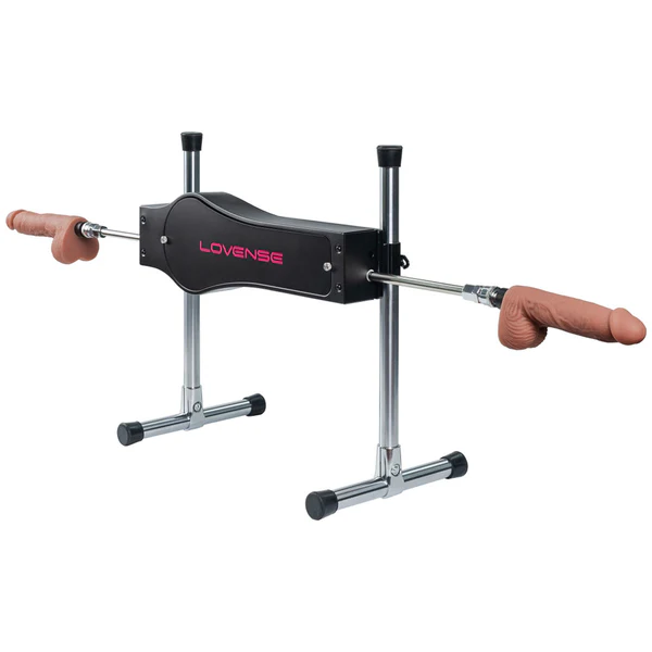 App-controlled double-sided sex machine with two dildos.