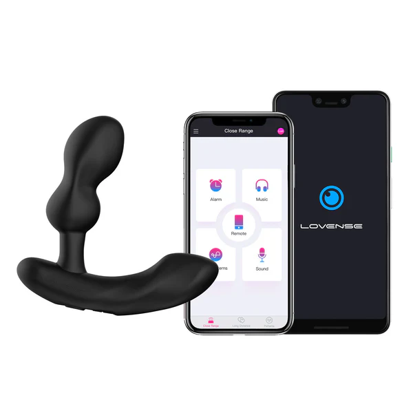 Black silicone Lovense Edge 2 prostate massager with app control.