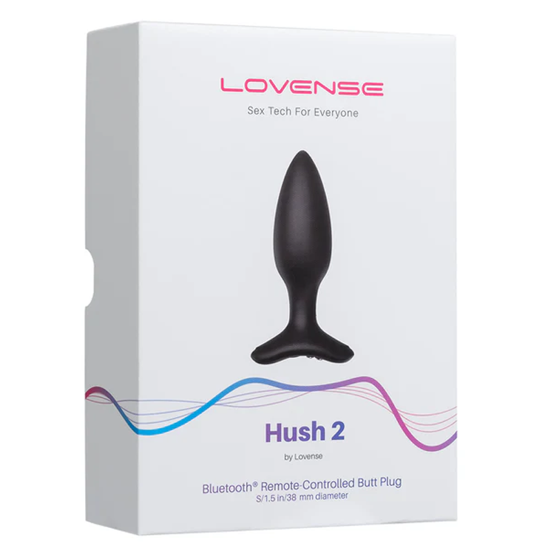 Lovense Hush 2 app-controlled vibrating butt plug in black.