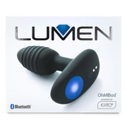 Lumen app-controlled LED silicone anal plug with ribbed texture.
