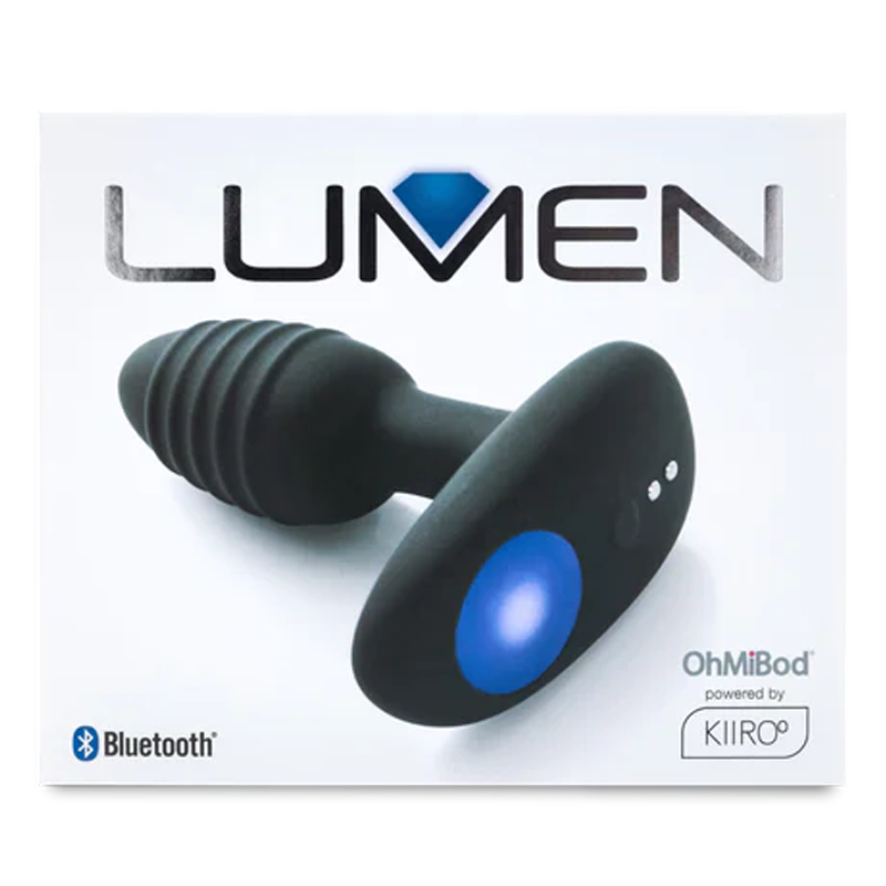 Lumen app-controlled LED silicone anal plug with ribbed texture.