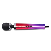 A gradient wand massager with a black head and silver accents.