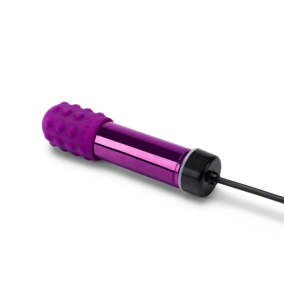 Purple bullet vibrator with a textured head and a black base.