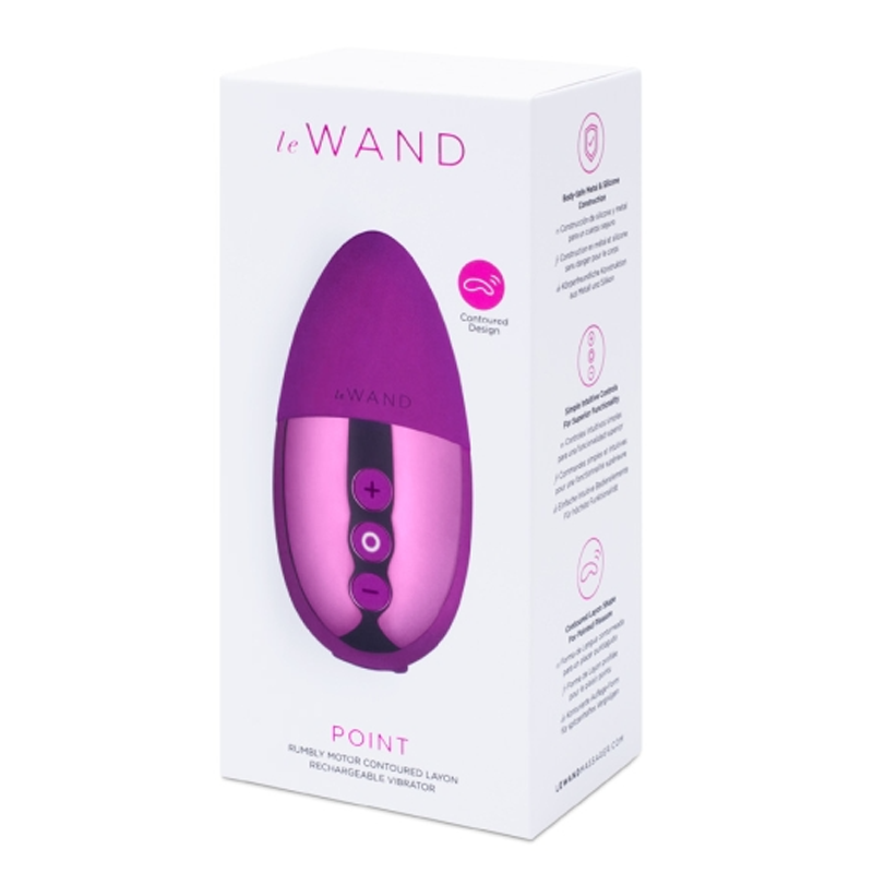 A dark cherry rechargeable mini vibrator with a contoured design.