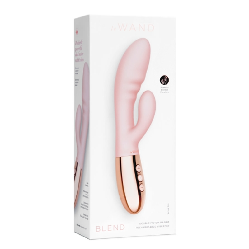 Pink rabbit vibrator with rose gold accents on a white box.