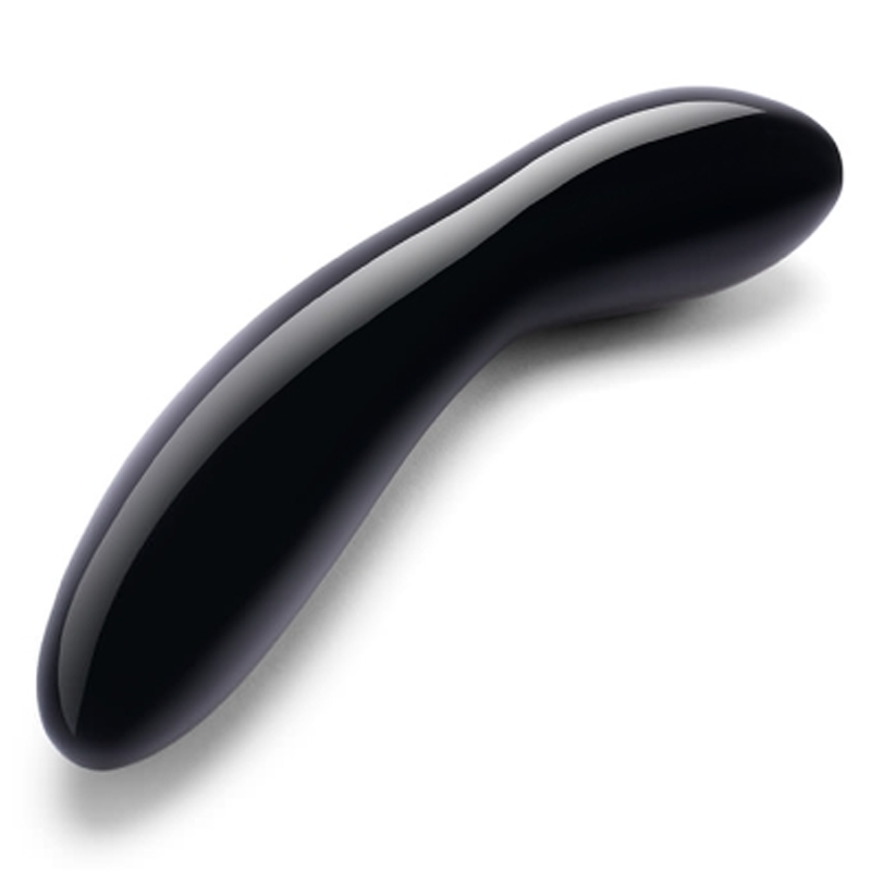 Curved black obsidian wand with a glossy finish.
