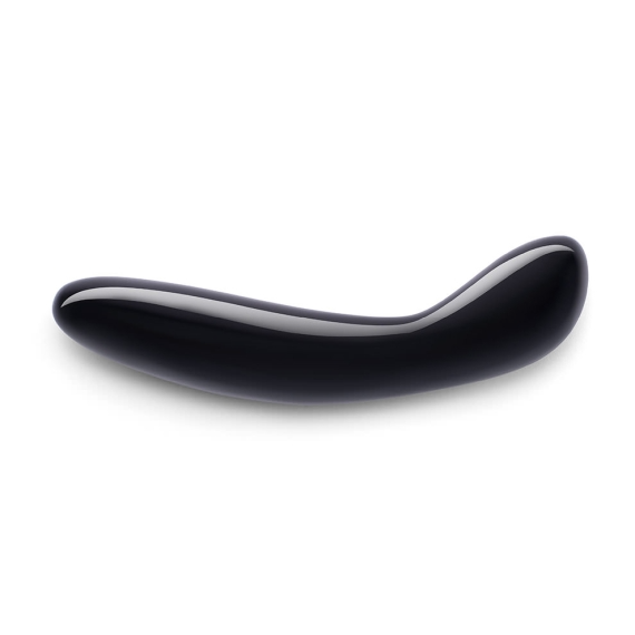 Curved black obsidian wand with a bulbous tip.