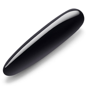 Black obsidian crystal slim wand massager with a polished finish.