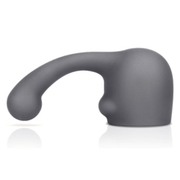 A grey silicone G-spot and prostate wand attachment with a curved neck.