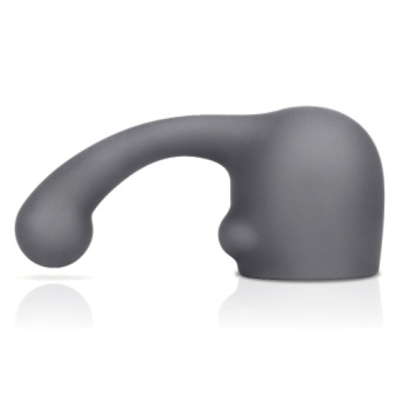 A grey silicone G-spot and prostate wand attachment with a curved neck.