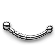 Curved stainless steel wand with a bulbous end and a ridged shaft.