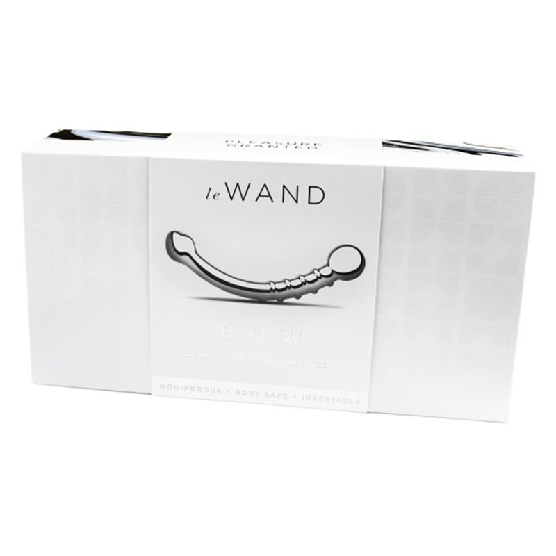 Stainless steel G-spot and prostate wand with a curved design.