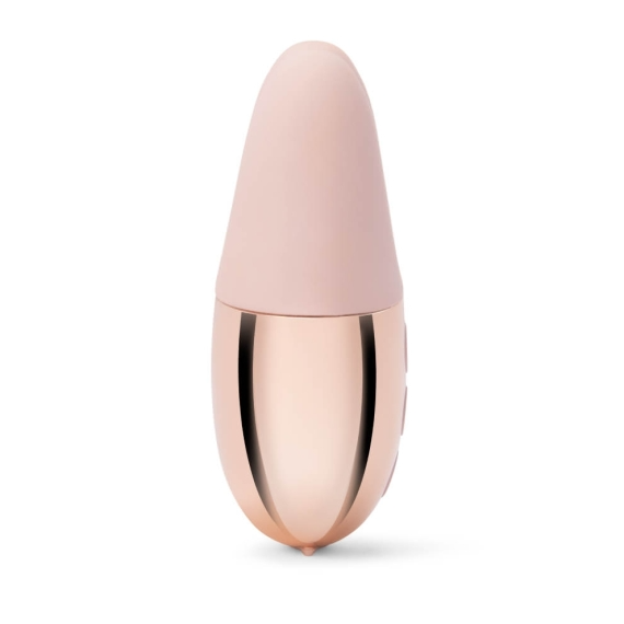 A rose gold and pink rechargeable rabbit vibrator.