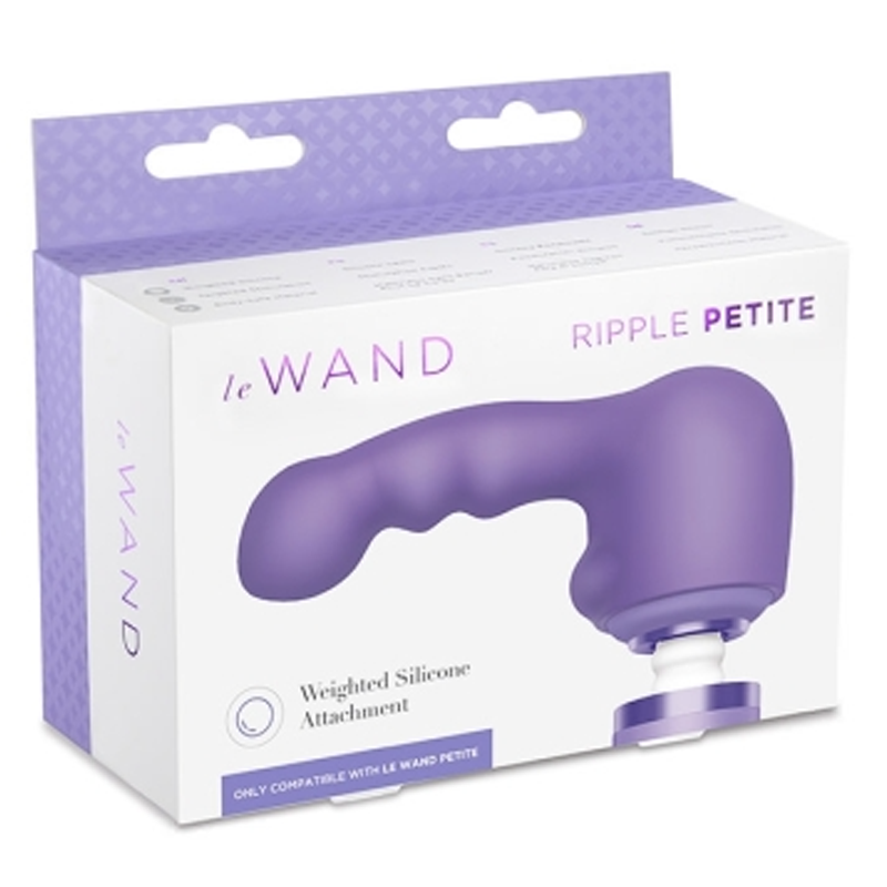 Purple silicone wand attachment with a textured ripple design.