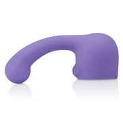 Purple silicone wand attachment with a curved tip.