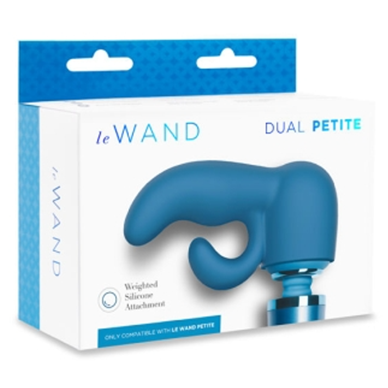 Blue silicone dual petite wand attachment for G-spot and clitoral stimulation.