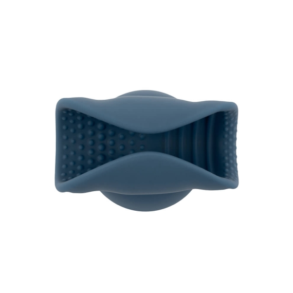 Textured blue silicone penis play wand attachment.