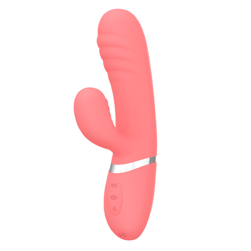 Coral Lyra Dual Motor G-Spot and Clitoral Vibrator with ribbed tip.