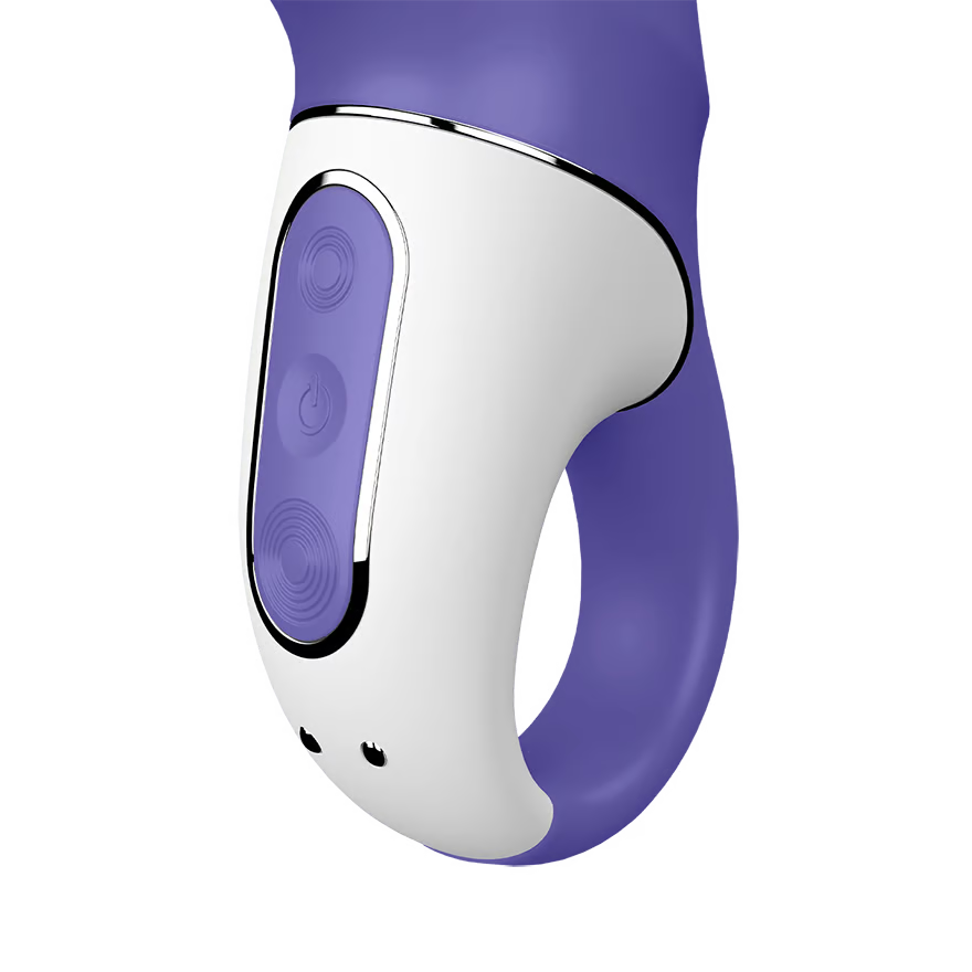 Purple and white vibrator with control buttons.