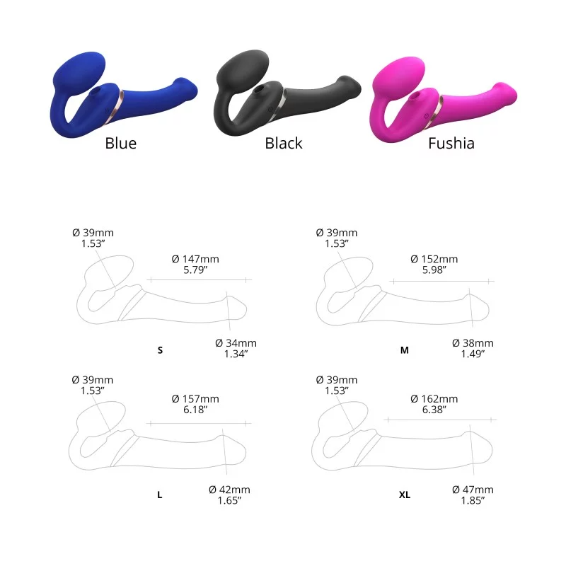 Bendable remote control strap-on in size L, shown in a diagram with dimensions.