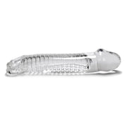 Clear ribbed cocksheath with a cock sling.