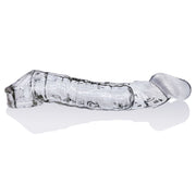 Clear stretchy penis sheath with a ribbed texture and a rounded tip.