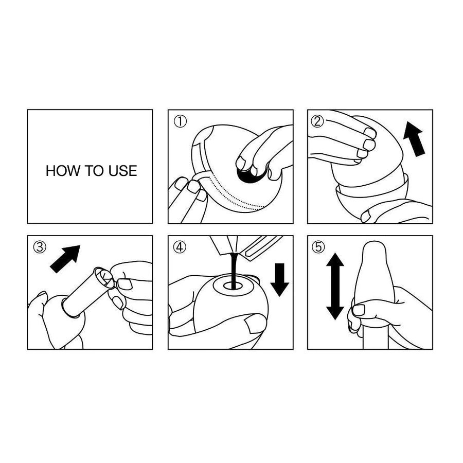Illustration showing how to use a Tenga Egg.