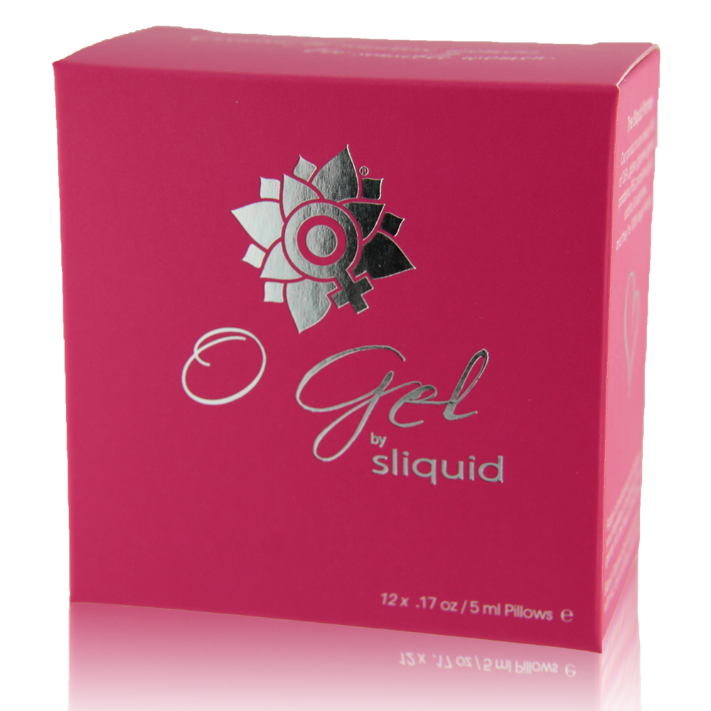 A pink box of Sliquid Organics O Gel lubricant with silver lettering.