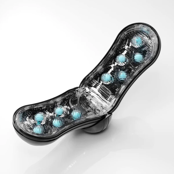 Tenga Flip Orb Strong Blue Rush stroker with blue orbs inside.