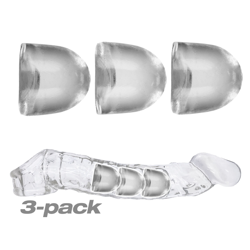 Clear cocksheath inserts in a 3-pack with a textured insert.