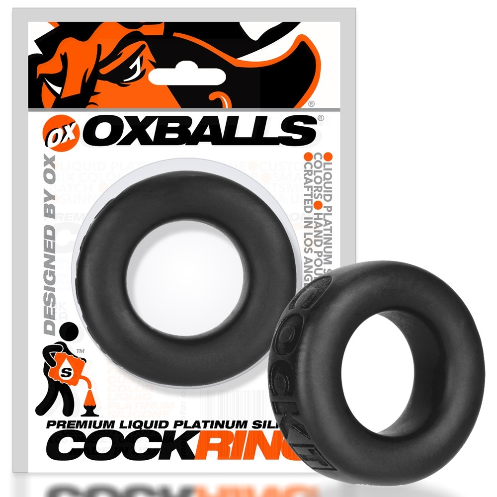 Black Oxballs cockring made of pure platinum silicone.