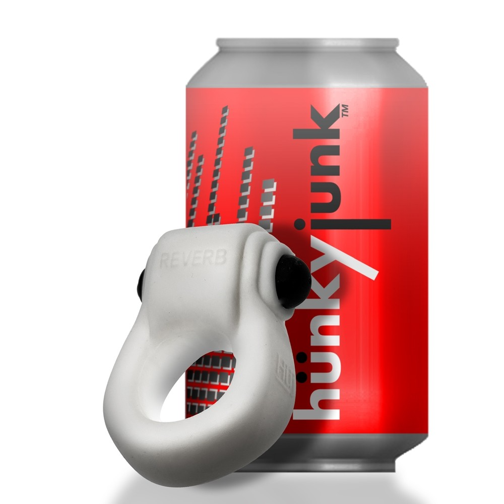 White ice vibrating silicone cock ring with a can.